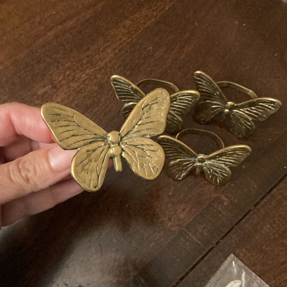 Other - 4 Vintage Brass Butterfly Napkin Rings